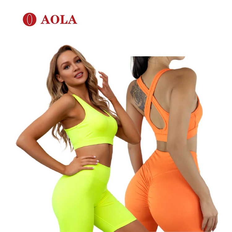 

AOLA 2021 Athletic For Women Summer Womens Active 2 Piece Clothing Bra And Short Set, Pictures shows