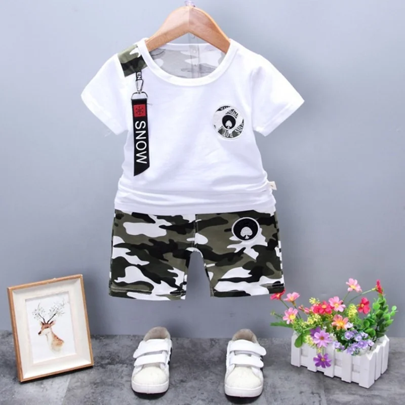 

2021 fashion kid boys clothes Shirts+ Shorts 2PCS baby boys casual Suit kids clothes set, White, black, green, brown