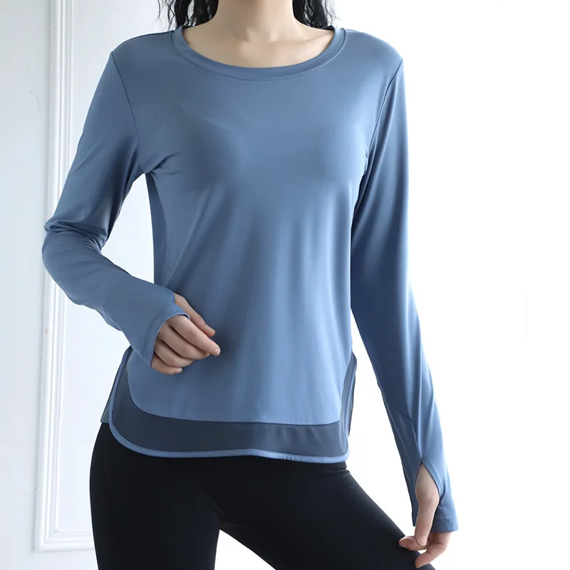 

2022 Fashion Wear Ladies Long Sleeve T shirt Yoga Top O-Neck Blouses Shirt Crop Tops Long Sleeve T shirts Women
