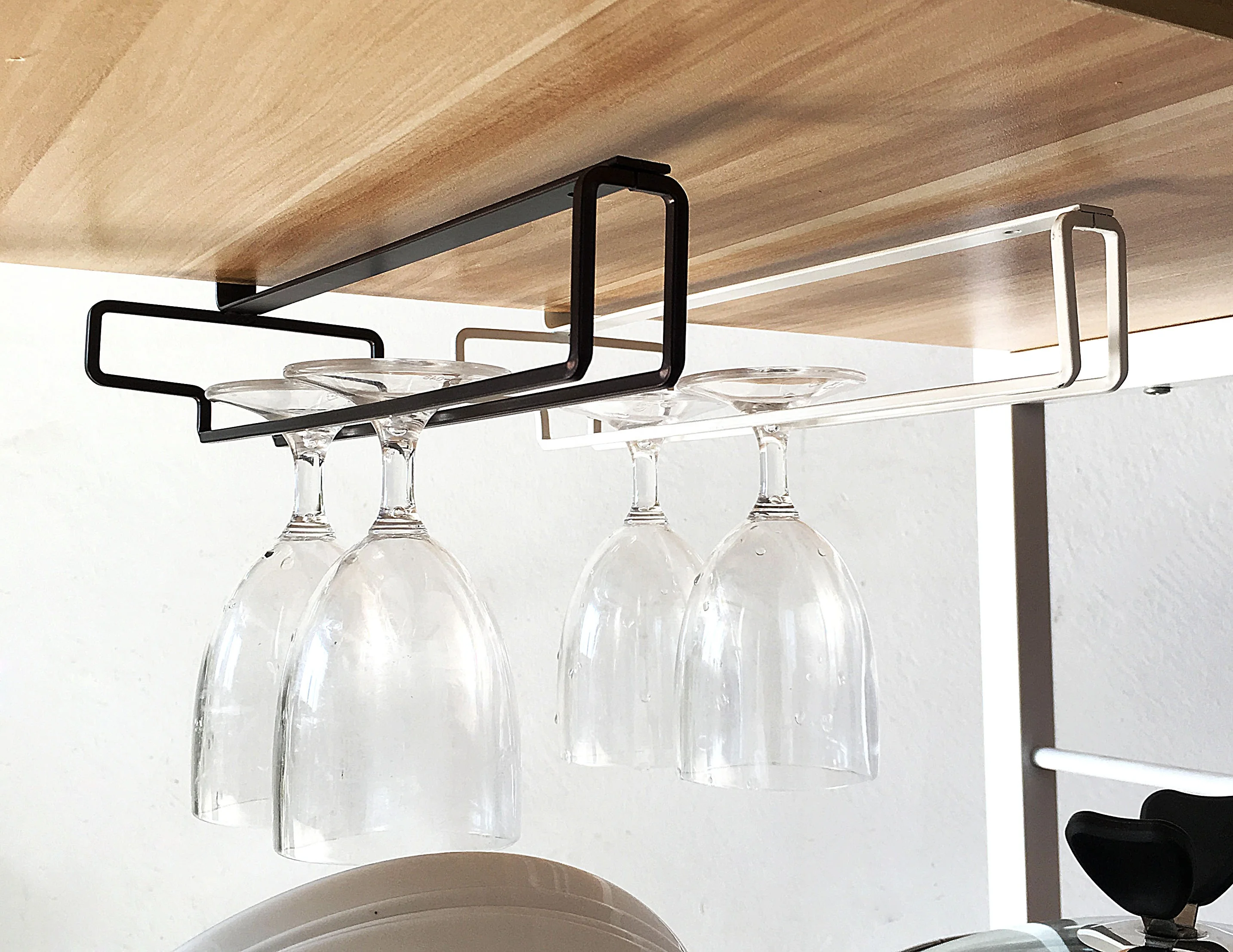 

Bar kitchen rectangle hanging shelf storage holder under shelf wine glass rack wholesale
