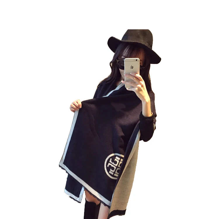 
Winter New Europe And America Wild Word Cashmere Scarf Ladies Long Section Dual-Use Warm Thick Winter Shawl 
