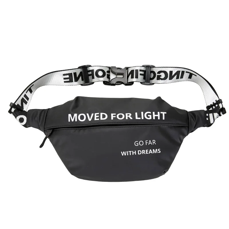 

Wholesale 2021 fashion leisure nylon unisex long print strip single waterproof waist bag fanny pack