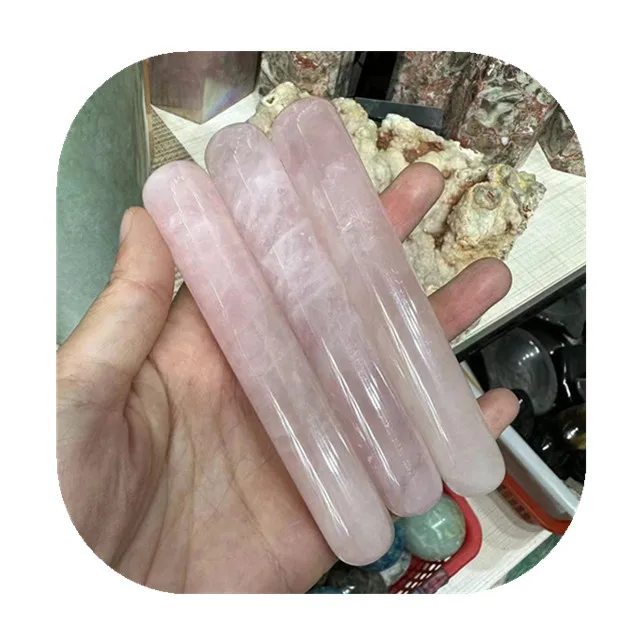 

Wholesale crystal Healing Energy stone Carved crystal crafts rose quartz Massage stick for home decoration