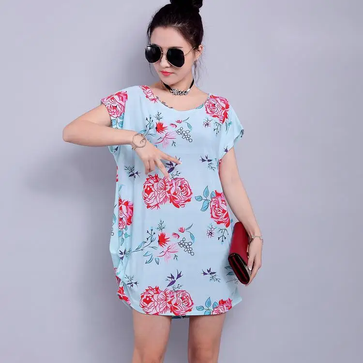 

new arrival women korean summer dress round neck short sleeve loose print dress casual loose mini soft clothes, As the pictures shown