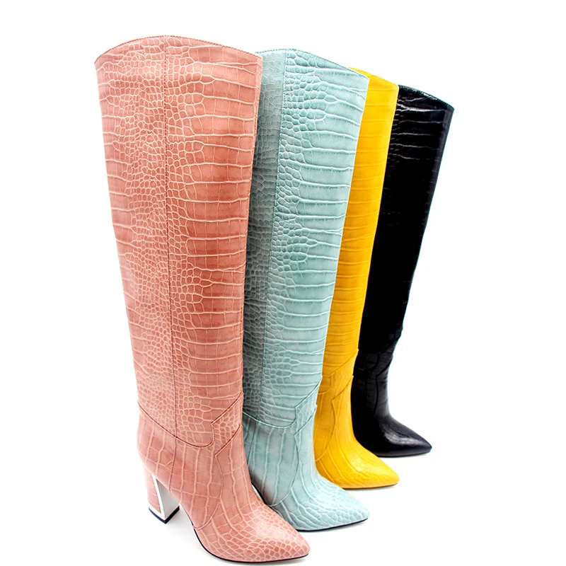 
Leather Women Shoes High Heel Boots High Fashion Animal Print Heels Sexy Thigh High Boots Heels 