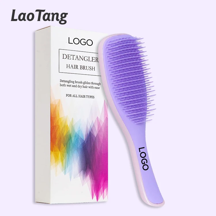 

Customized Logo Tangle Detangling Comb Shower Hair Brush Detangler Salon Styling Hot Hairbrush Hair Extensions