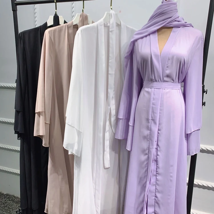 

2021 Islamic Fashion Front Burkini Women For Open Abaya Kimono Muslim Burka Dubai
