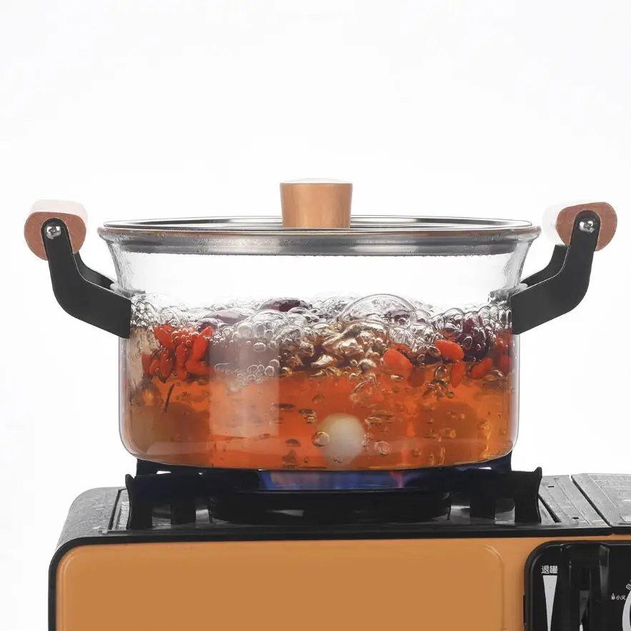 

Manufacture microwave oven available transparent glass pot heat resistant stew pot instant noodles double - ear soup pot