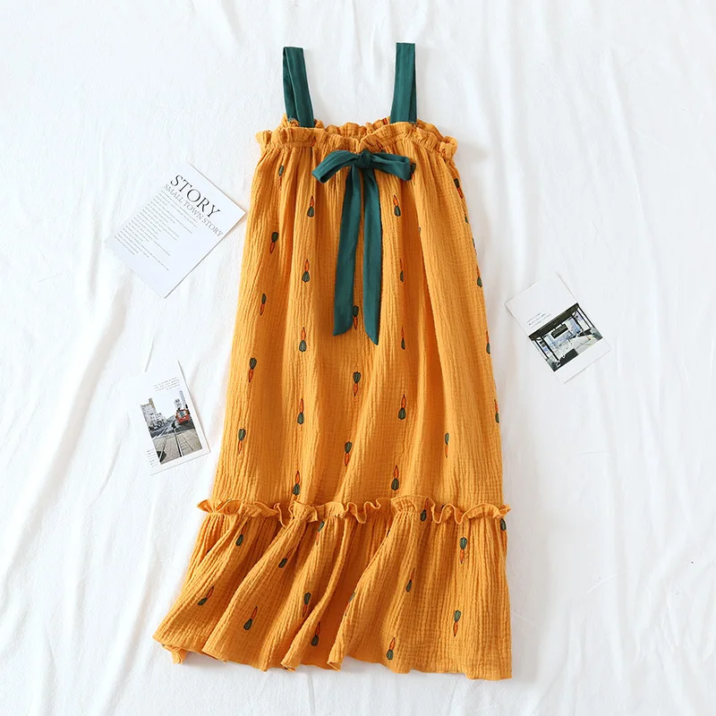 

2021summer new style 100%cotton ladies suspender skirt thin nightdress cartoon plus size short skirt home skirt plus size dress