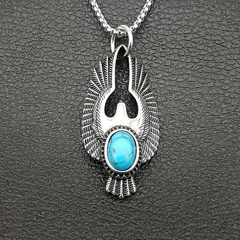 

Fashion DIY Jewelry Stainless Steel Material Stone Eagle Pendant For Necklace