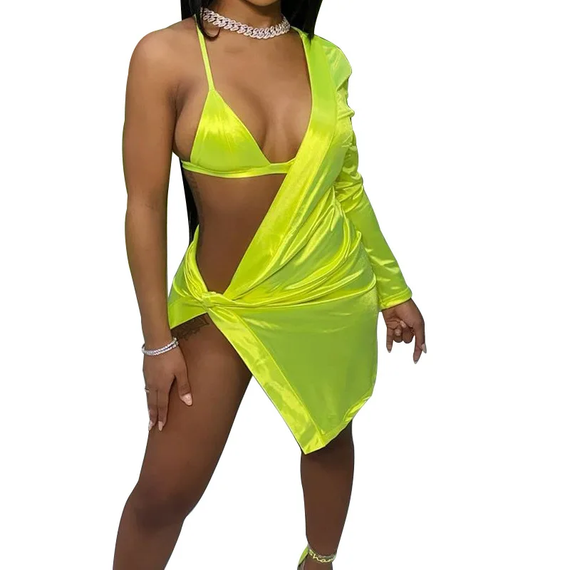 

In Stock Women Sexy Casual Club Party IrreguDresses 2021 Women Two Piece Set Clothing Single shoulder 2 Piece Sets Outfits dress, As picture
