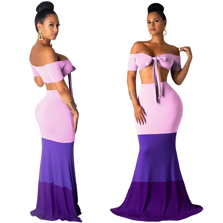 

2 piece women clothing summer sexy bikini maxi skirt sets