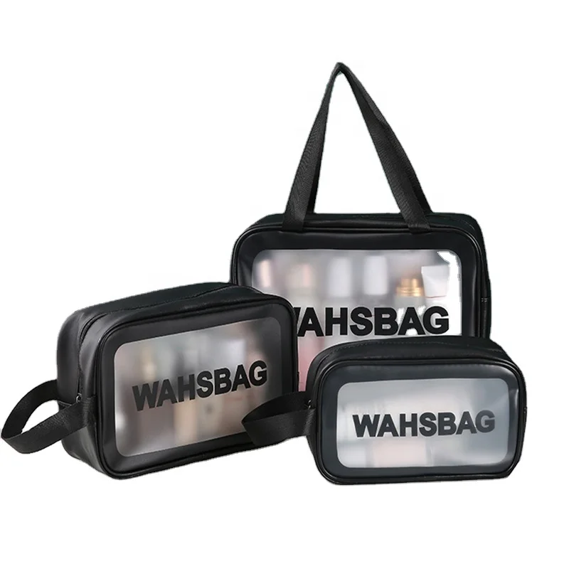 

Clear Toiletry Bag Set PVC Transparent Waterproof Portable Travel Cosmetic Bag with Zipper Pouch Handle Straps HFA-1141209