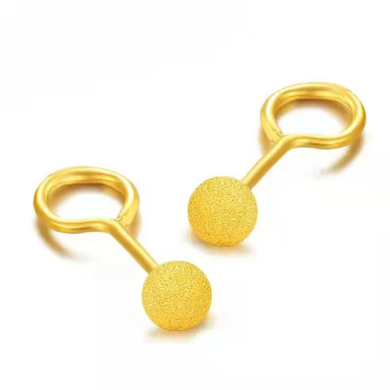 

Vietnam Placer Gold Frosted Flash Beads Hook Studs Korean Style INS Simple Fashion Women Ornament
