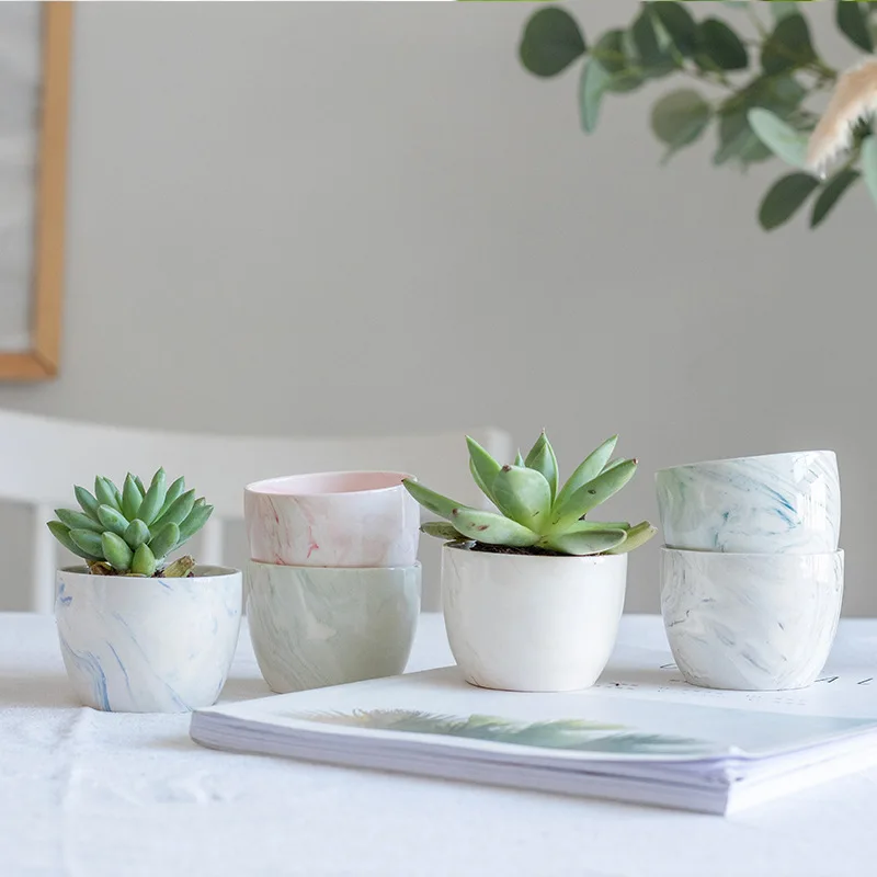 

Nordic Small flower pots in bulk ceramic flower pot Marbled Flower Pot, Multicolor