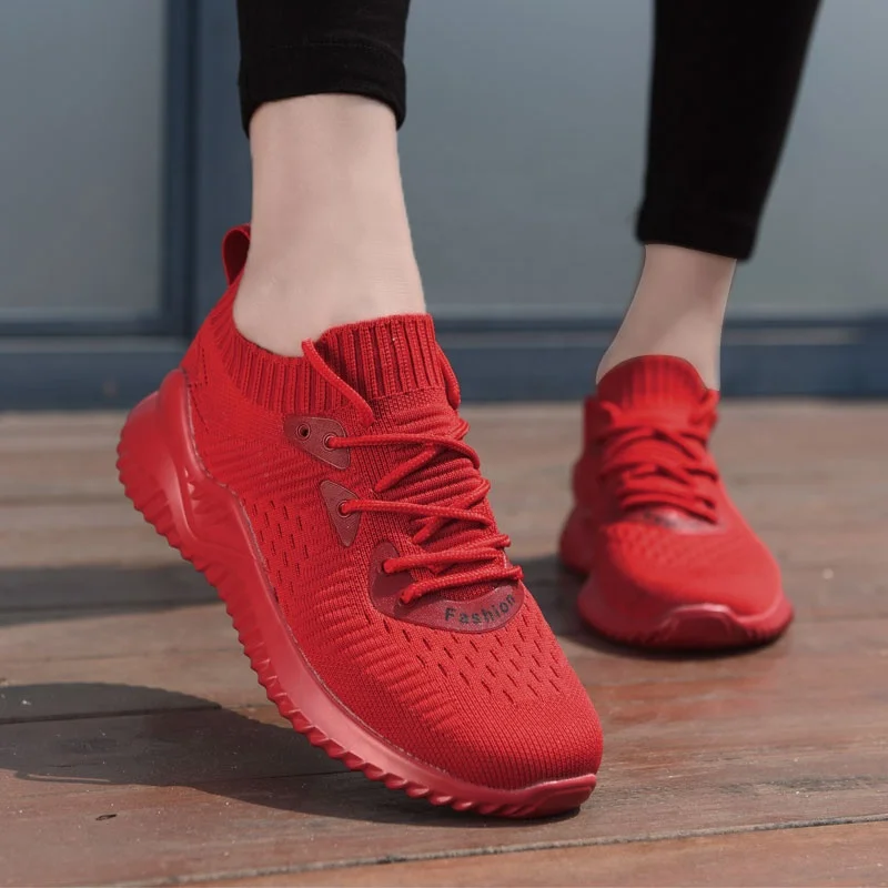 

Women Shoes 2021 Spring Flying Woven Surface Women Shoes Breathable Comfortable Casual Women's Lightweight Soft-soled Fitness