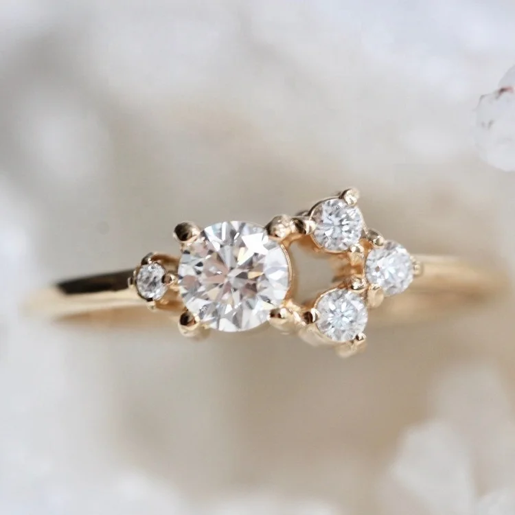 

Wholesale women eternity 925 sterling silver 18k gold plated dainty diamond wedding rings