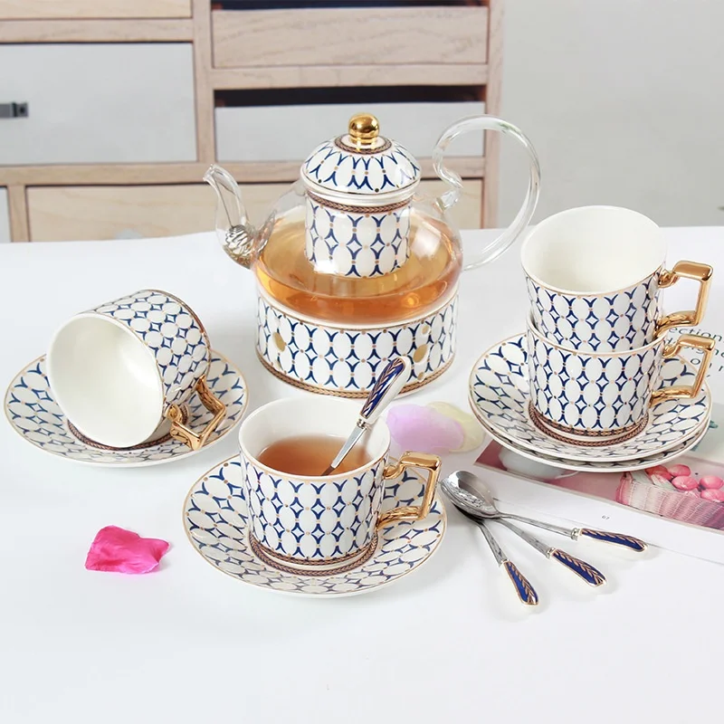 

Wholesale ceramic glass flower teapots with filtered Nordic feng Shui fruit tea afternoon tea bone China tea set coffee mug