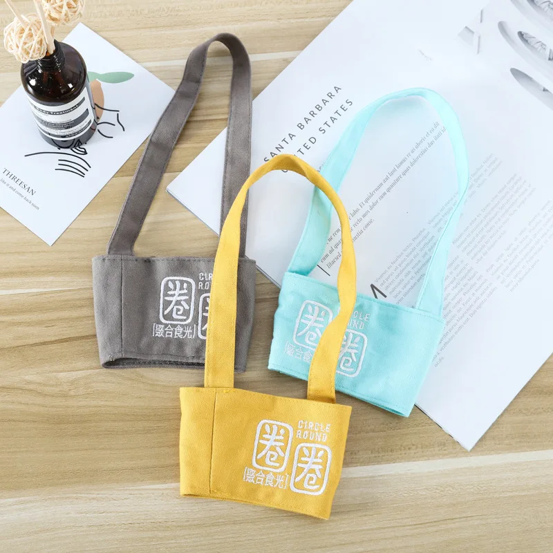 

Eco friendly canvas coffee tea cup tote bag