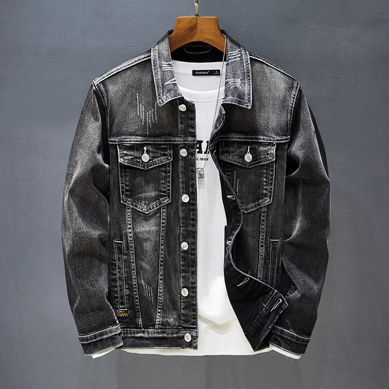 

OEM Service Custom man Jeans Denim Jackets black slim top jeans