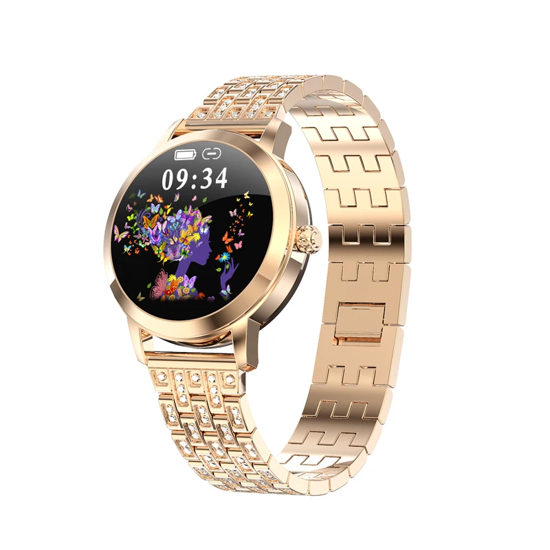 

Hot Selling Woman diamond smartwatch LW10 female Smart watch with heart rate blood pressure waterproof smart watches pk kw10, Gold, silver