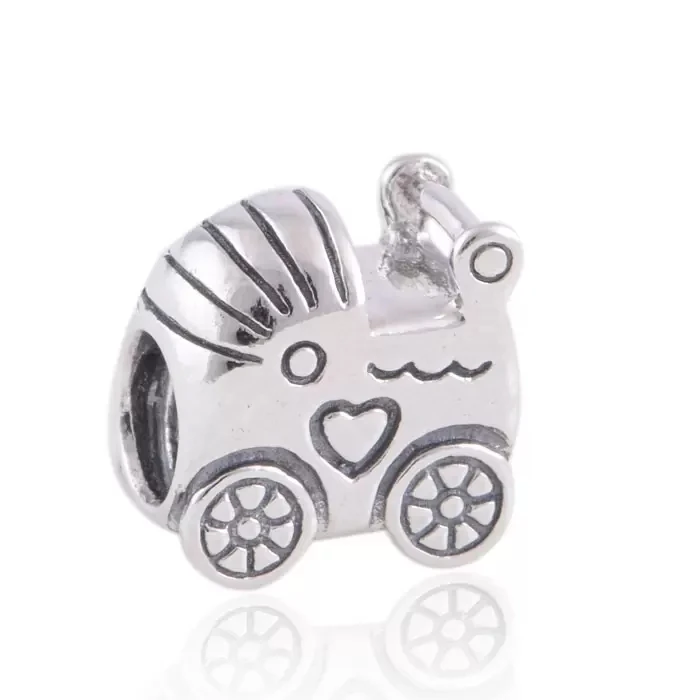 

100% 925 Sterling Silver Baby Carriage Bead Fits European Jewelry Chamilia Charm Bracelets