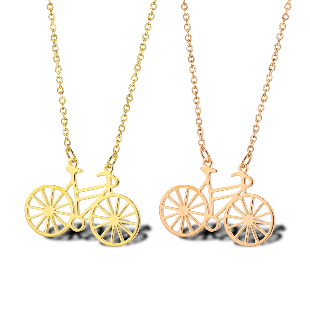 

Stainless Steel Hollow Out Women'S Simple Everyday Gift Idea Dainty Bicycle Bike Necklace