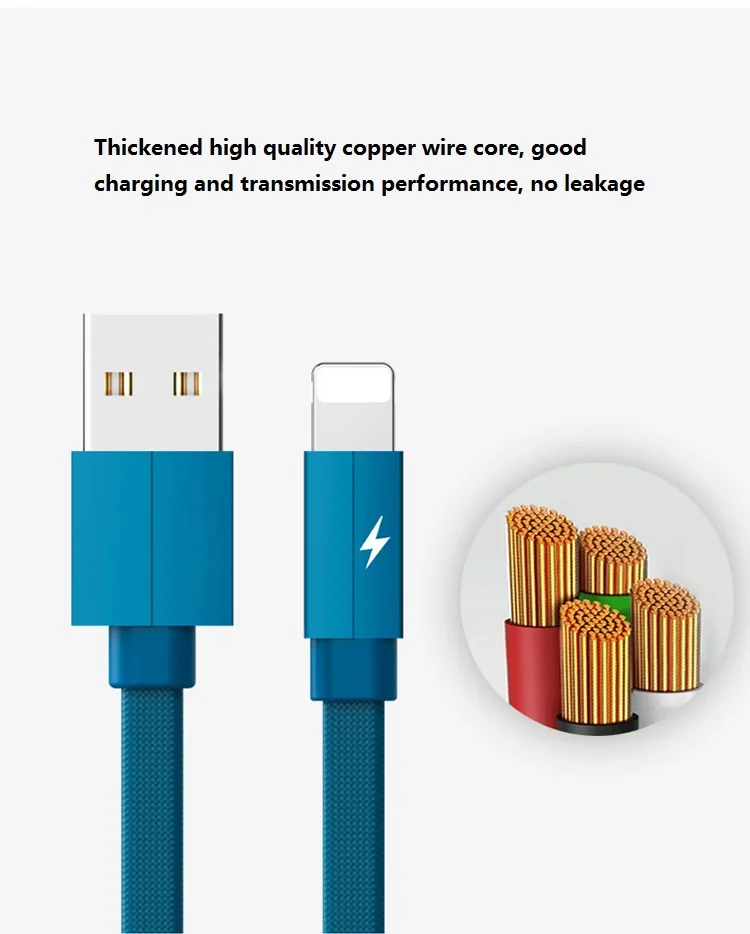 Kailiya 2.1A USB cable 1m black white blue black green flat jeans denim Type C USB data cable for Huawei xiaomi vivo OPPO - ANKUX.COM