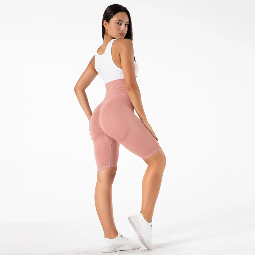 

Shascullfites Seamless yoga compression contour shorts biker pink shorts gym peach butt lift shorts seamless
