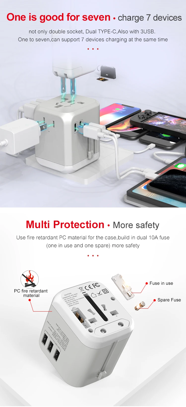 Original Patent world universal 4 usb adapter double socket electric outlet travel adaptors