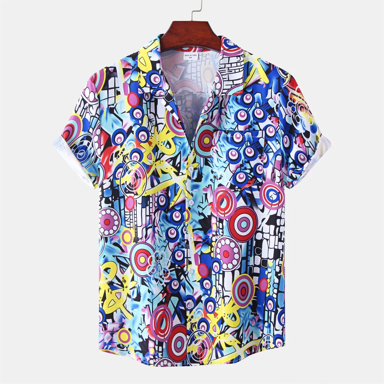 

Mens floral cotton casual shirts printed short sleeves summer men's Hawaiian shirt