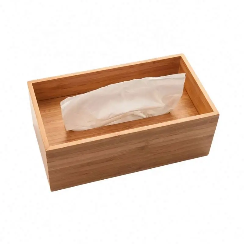 

Customised Reusable Refillable Rectangle Regular Vintage Bamboo Tissue Box Wooden Tissue Box Toilet Paper Holder, Customized color
