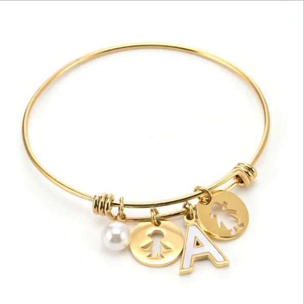 

high quality gold plated stainless steel alex and ani bracelets & bangle adjustable couple A-Z letter initial bracelets