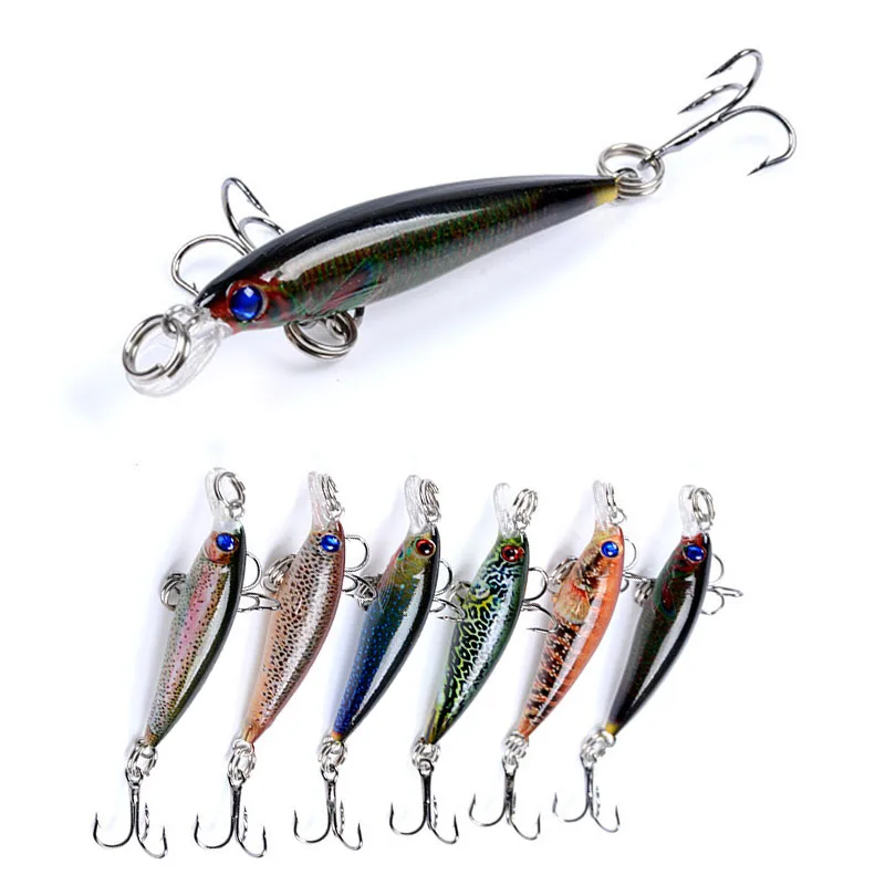

Fishing Lures Hard Bait Minnow Lure with Treble Hook 2.2g/50mm Swimbait Fishing Bait Sinking Lure for Bass Trout, 6 colors