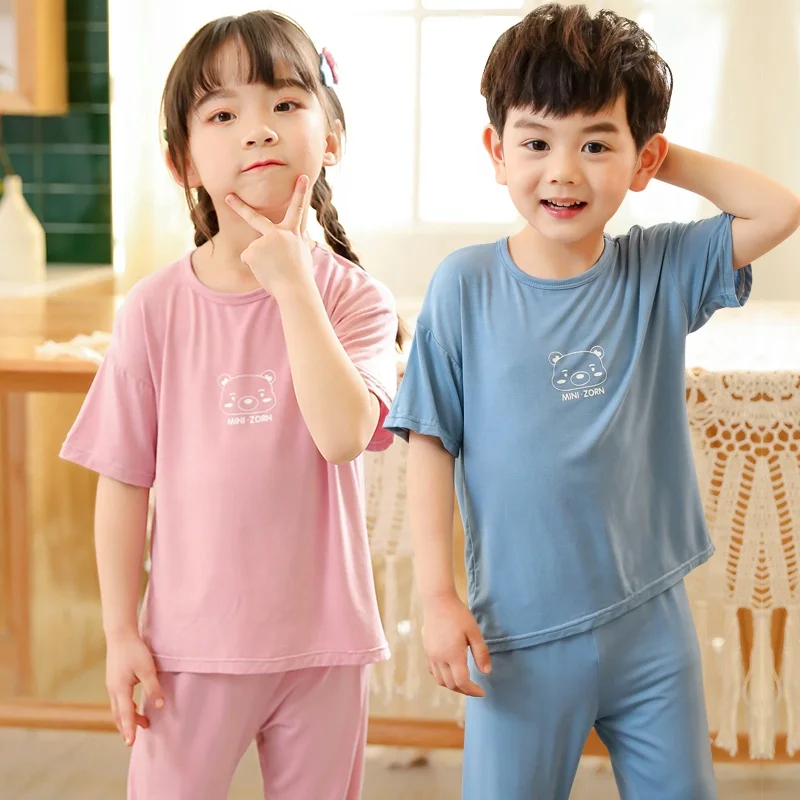 

Custom Short Sleeve Loungewear Sets OEM ODM Spring Boys Sleepwear Cartoon Letter Print Wholesale Children Pajamas Kids Pyjamas, Solid