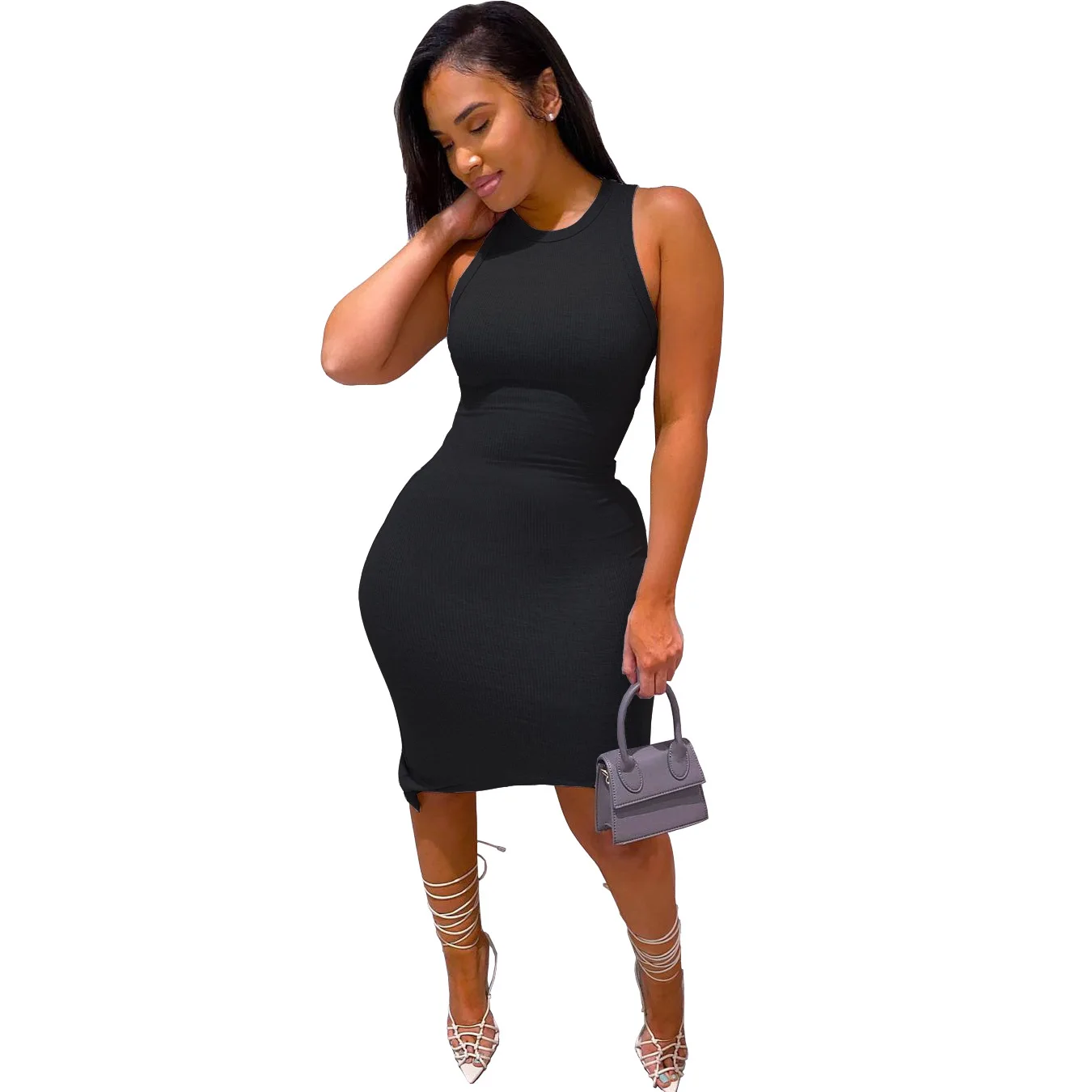 

B35857A 2021 Wholesale sleeveless woman casual summer bodycon Dress, Shown