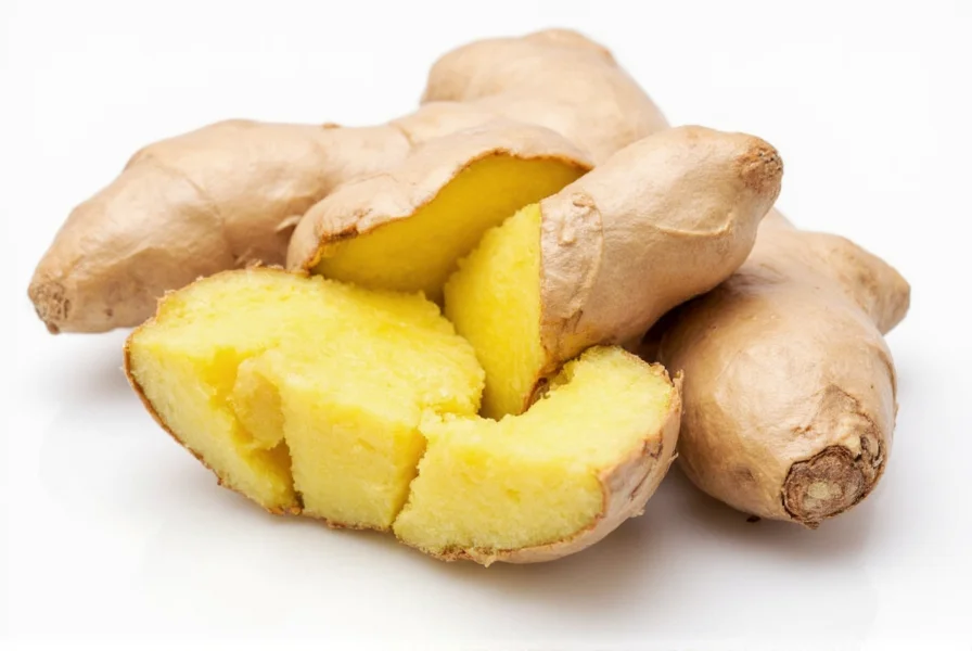 Variety of ginger products including fresh root, dried powder, capsules, and tea bags arranged neatly