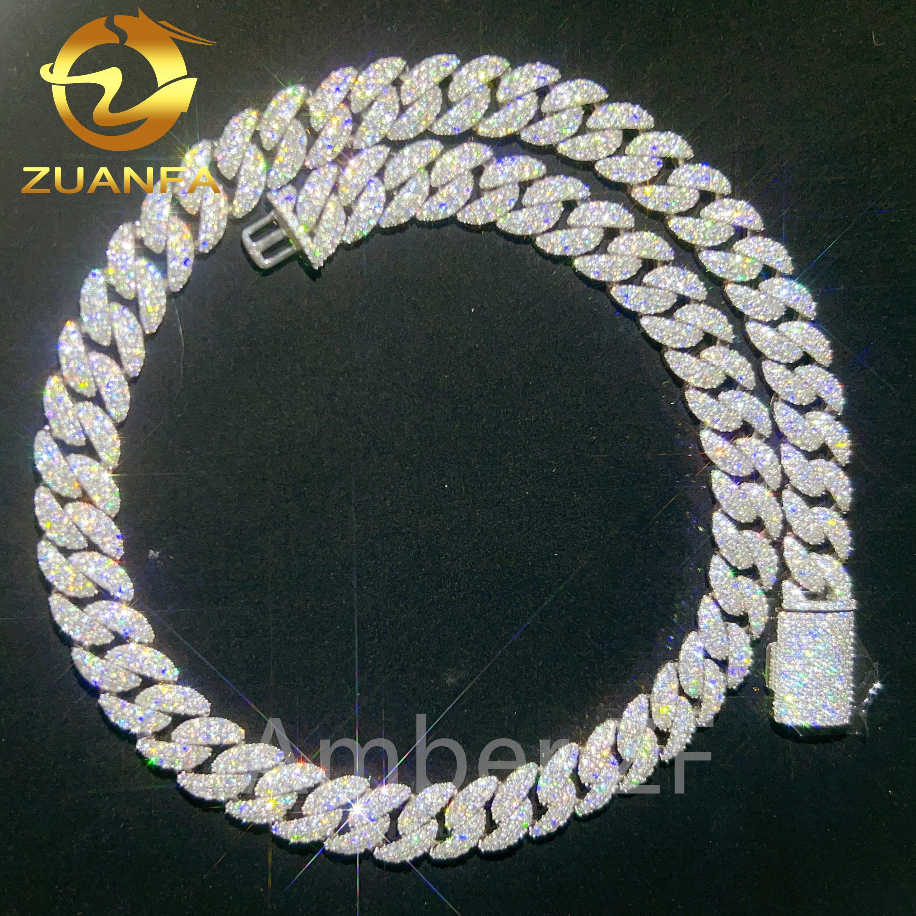 

Wholesale Price 12mm 2 Rows Custom Hip Hop Iced Out Jewelry 925 Silver D-VVS1 Moissanite Diamond Cuban Link Chain Bracelet