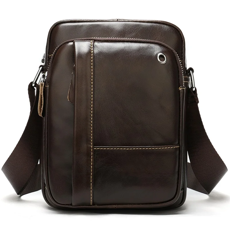 

Amazon Anti-theft drop shipping Men's Genuine Leather Crossbody Bags for Men Messenger Bag Leather Shoulder Bags Male Handbags, Brown