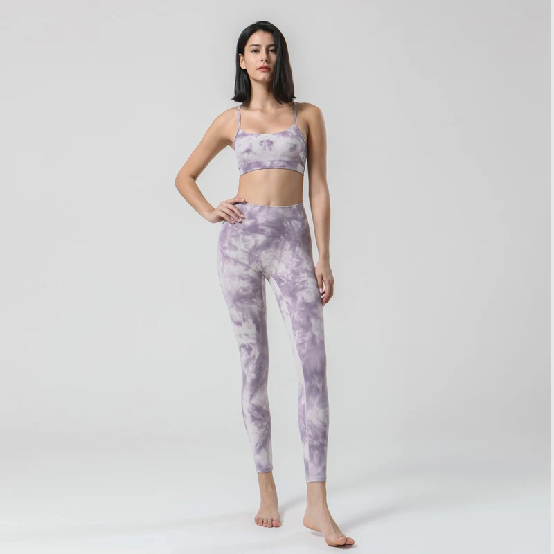 

New Tie-dye workout clothing women yoga clothes suits sets fashion sportswear fitness clothes ladies sports suits sets, In stock or customized colors