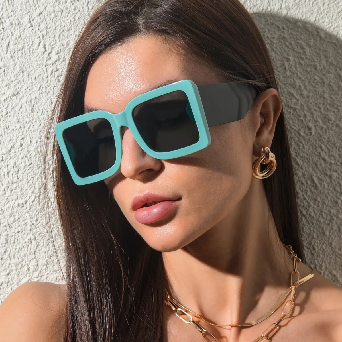 

Luxury 2021 Fashion Square Big Frame Sun glasses Shade Women Oversize Designer Famous Brands Sunglasses, 6 colors
