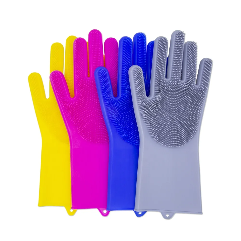 

Hot sale eco-friendly silicone gloves with wash scrubber, Multi colors