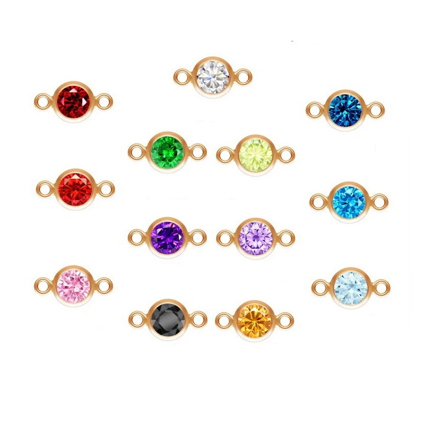 

Vintage Jewelry 14K Rose Gold Filled Bezel Zircon Stone Connectors for Jewelry Bracelet Making