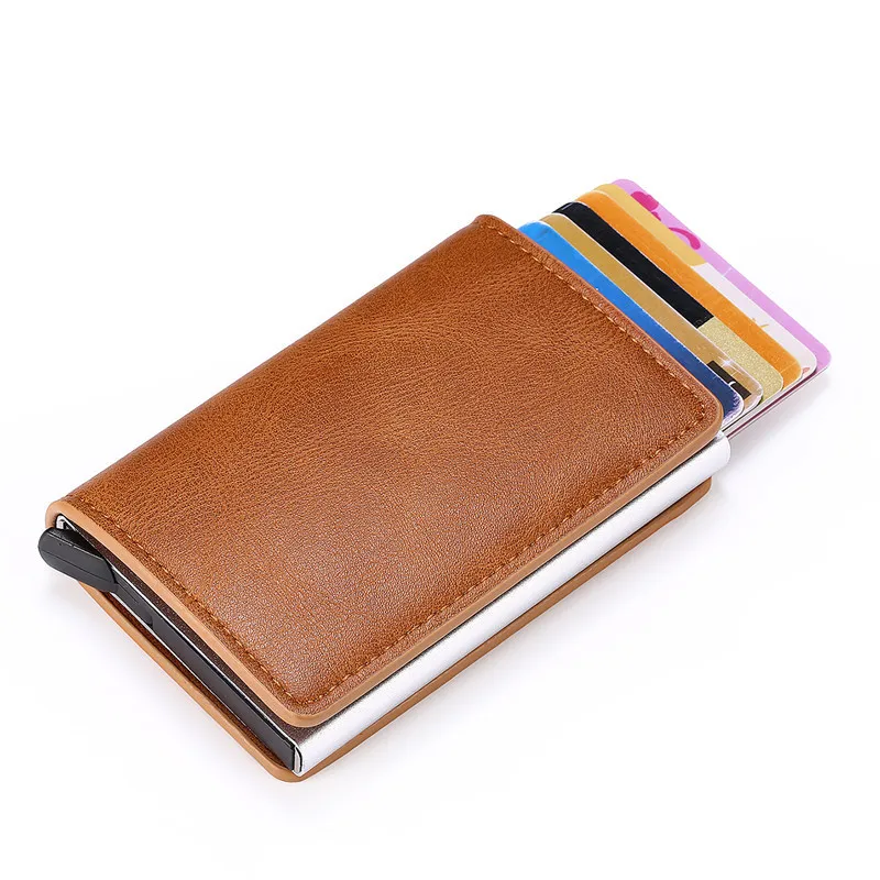 

2021 Dropshipping Man Women Smart Holder Rfid Aluminum Metal Credit Business Mini Card Wallet