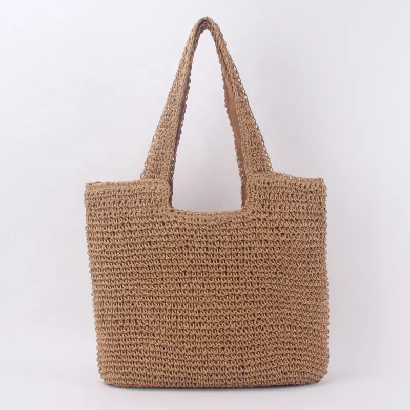 

New fashion simple straw beach tote bag custom women casual shopping shoulder bag, Customizable