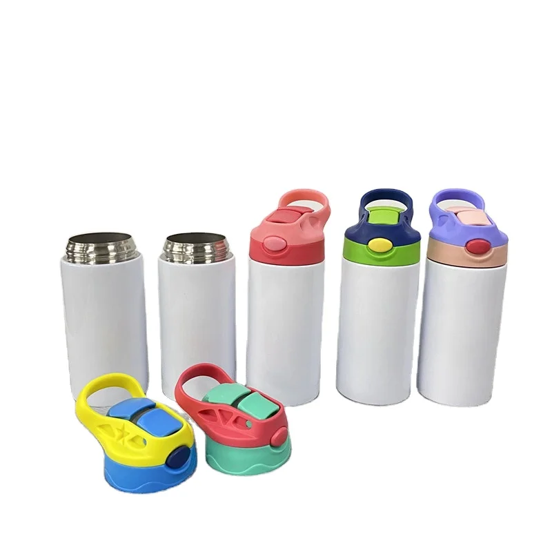

USA warehouse RTS 12oz 350ml white blank sublimation stainless steel straight water bottle kids water bottle with leak proof lid