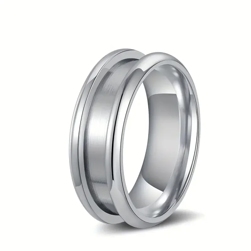 POYA 4mm 6mm 8mm High Polished Titanium Blank Rings for Inlay Classic Style Laser Personalized for Wedding Engagement Party Gift
