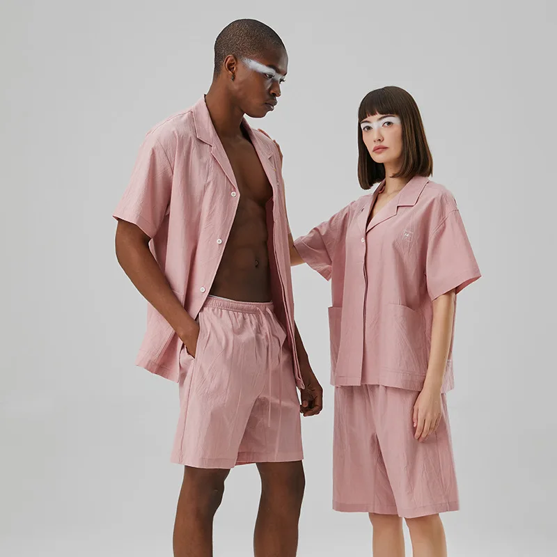 

Made In China couples Pajamas cotton Product Type Women and men unisex designer Short Sleeve Night Suit Night Sleeping Wear, 8 color