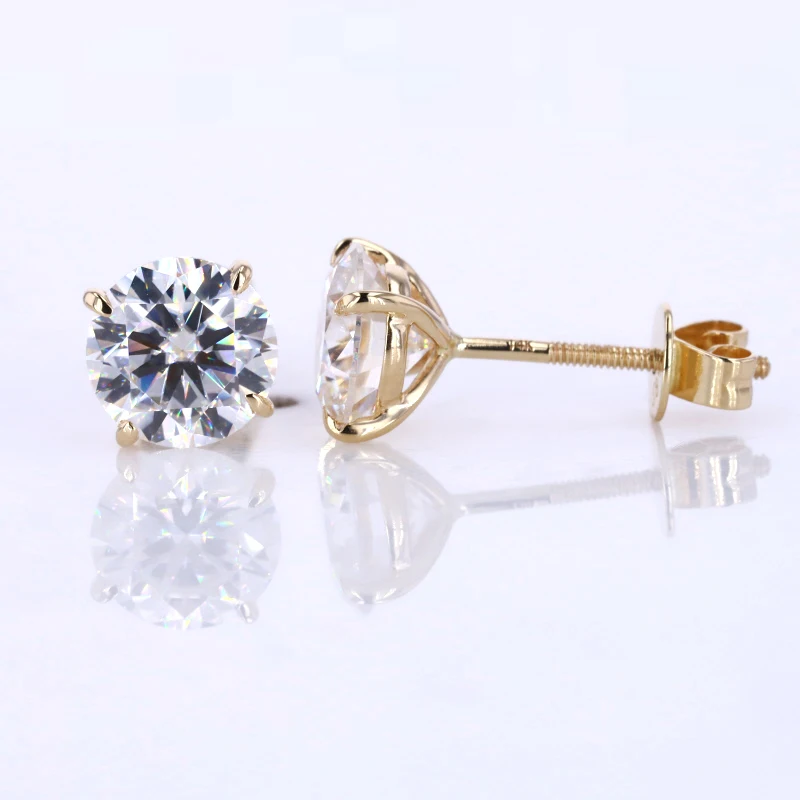 

Starsgem Personalized 7mm Round Brilliant Cut Moissanite 14K Soild Yellow Gold Stud Earring