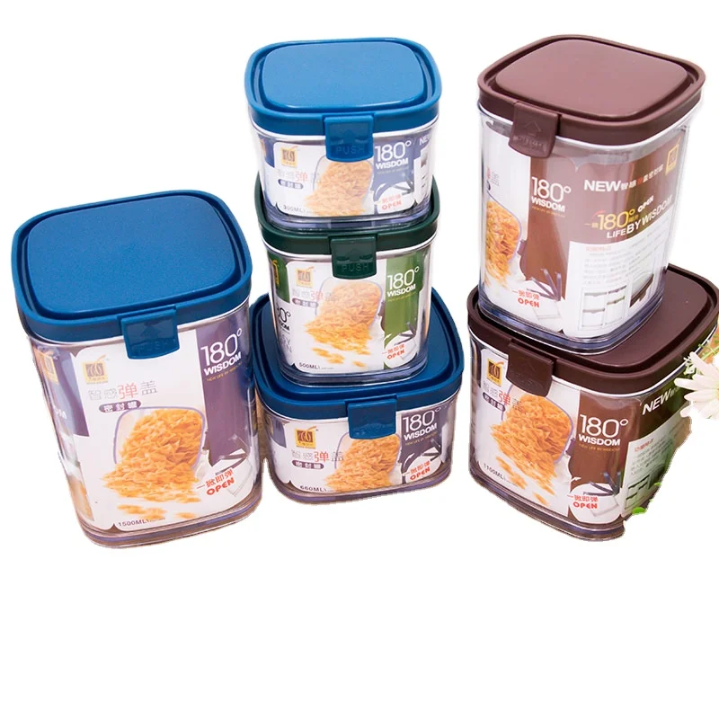 

Wholesale sealed container plastic transparent snack storage jar nuts food milk powder box fresh-keeping kitchen seasoning can